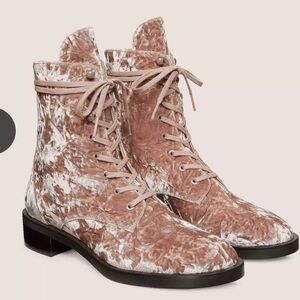 ‼️DELETING FRI‼️Stuart Weitzman Sondra sleek velvet lace up booties  NEW W BOX